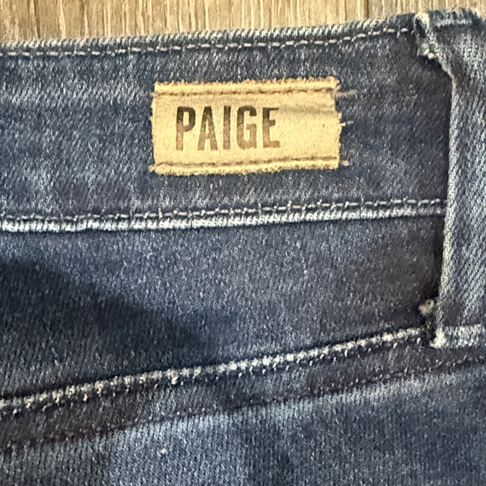 PAIGE Indigo Straight Leg Jeans with Frayed Hem - Picture 3 of 4